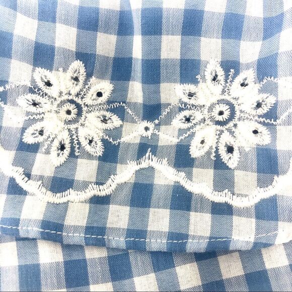 TULAROSA Molina Cropped Pastel Blue Gingham Wrap Blouse Size XS by Revolve - Picture 8 of 11